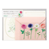 Midori Bouquet Letter Set - Letter Pads with Envelopes & Bouquet Stickers - Pink