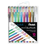 Pentel Hybrid Dual Metallic Gel Pen - 10 Colour Set B - 1.0 mm -  - Gel Pens - Bunbougu