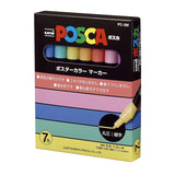 Uni Posca PC-3M Paint Marker Pen - Pastel Colour - Fine Tip - 7 Colour Pack