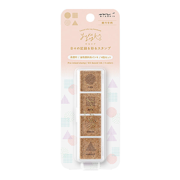 Midori Yuru Log Paintable Stamp - Pre-Inked Type - Geometry - - Planner Stamps & Ink Pads - Bunbougu