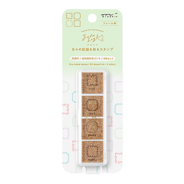 Midori Yuru Log Paintable Stamp - Pre-Inked Type - Frame - - Planner Stamps & Ink Pads - Bunbougu