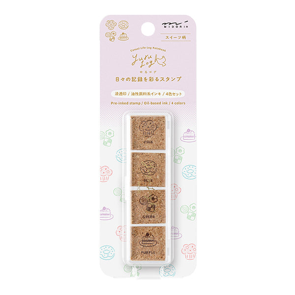 Midori Yuru Log Paintable Stamp - Pre-Inked Type - Sweets - - Planner Stamps & Ink Pads - Bunbougu