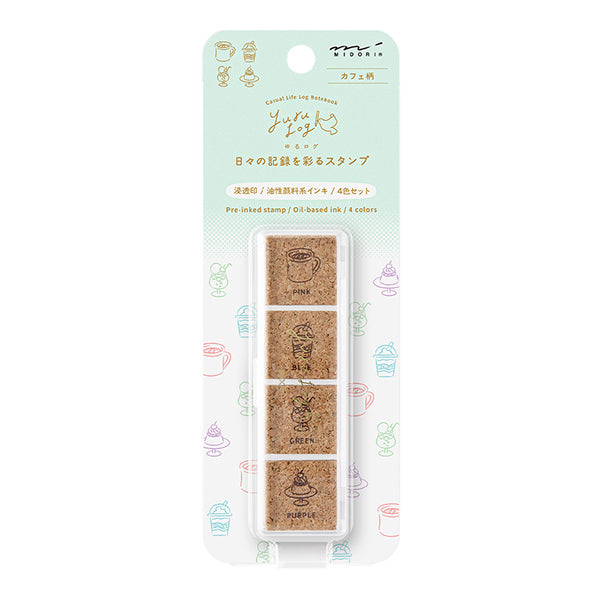 Midori Yuru Log Paintable Stamp - Pre-Inked Type - Cafe - - Planner Stamps & Ink Pads - Bunbougu
