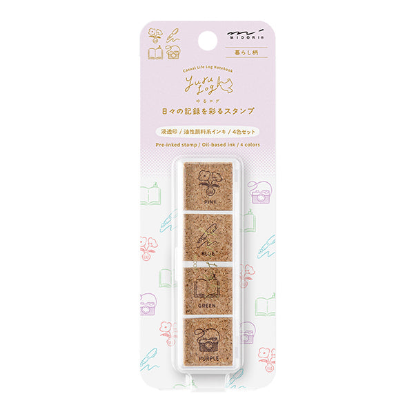 Midori Yuru Log Paintable Stamp - Pre-Inked Type - Daily Life - - Planner Stamps & Ink Pads - Bunbougu