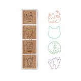 Midori Yuru Log Paintable Stamp - Pre-Inked Type - Cat - - Planner Stamps & Ink Pads - Bunbougu
