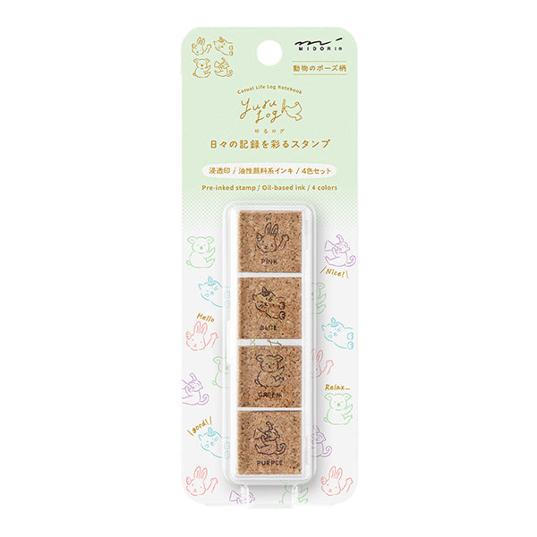Midori Yuru Log Paintable Stamp - Pre-Inked Type - Animals - - Planner Stamps & Ink Pads - Bunbougu