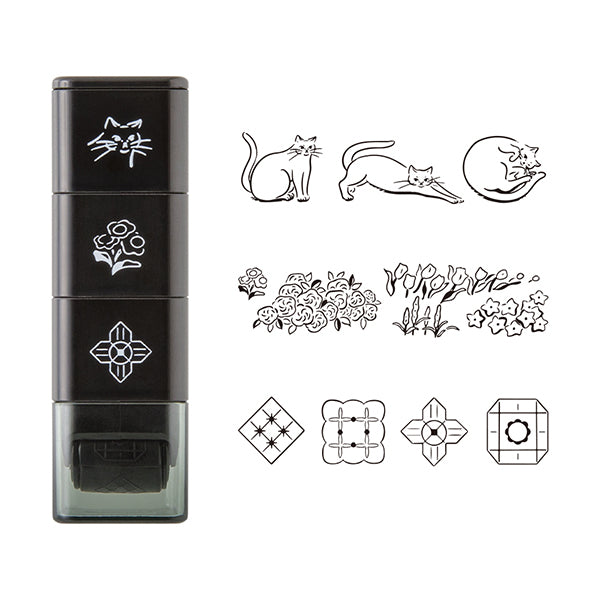 Midori Paintable Stamp Roller - Cat Landscape - - Planner Stamps & Ink Pads - Bunbougu
