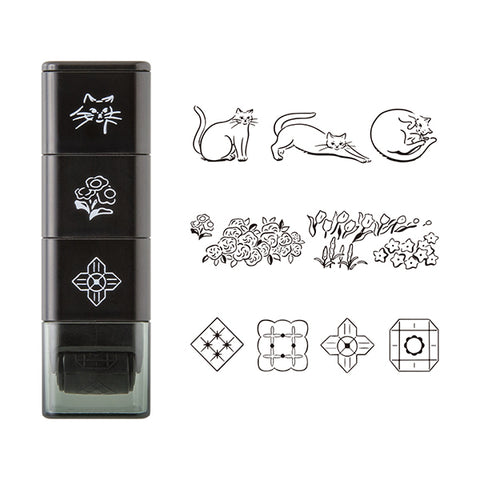 Midori Paintable Stamp Roller - Cat Landscape - - Planner Stamps & Ink Pads - Bunbougu