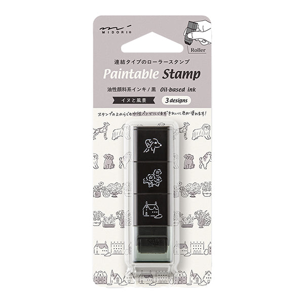 Midori Paintable Stamp Roller - Dog Landscape - - Planner Stamps & Ink Pads - Bunbougu