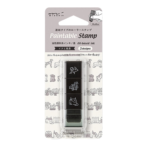 Midori Paintable Stamp Roller - Dog Landscape - - Planner Stamps & Ink Pads - Bunbougu