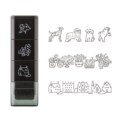 Midori Paintable Stamp Roller - Dog Landscape - - Planner Stamps & Ink Pads - Bunbougu