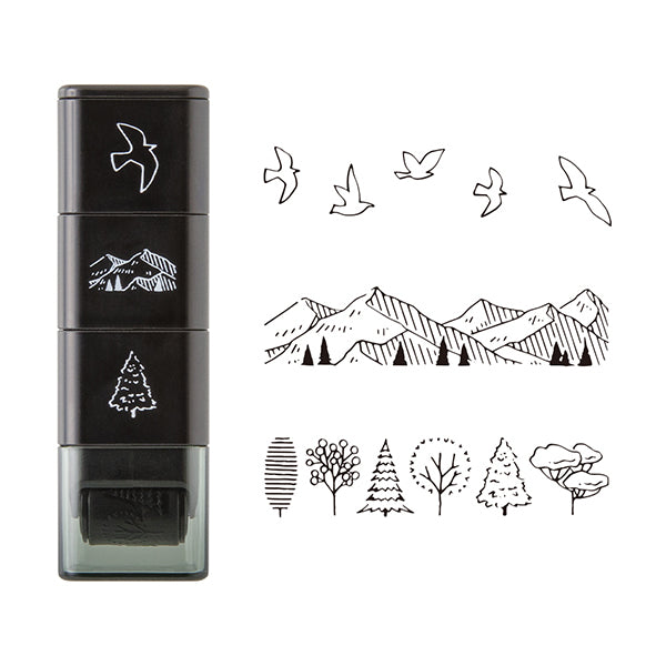 Midori Paintable Stamp Roller - Mountain Scenery - - Planner Stamps & Ink Pads - Bunbougu