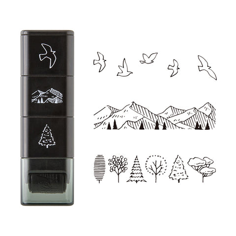Midori Paintable Stamp Roller - Mountain Scenery - - Planner Stamps & Ink Pads - Bunbougu