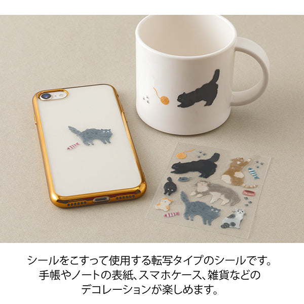 Midori Glossy Transfer Sticker for Decoration - Cat - - Planner Stickers - Bunbougu