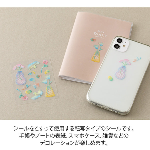 Midori Glossy Transfer Sticker for Decoration - Flower Vase - - Planner Stickers - Bunbougu