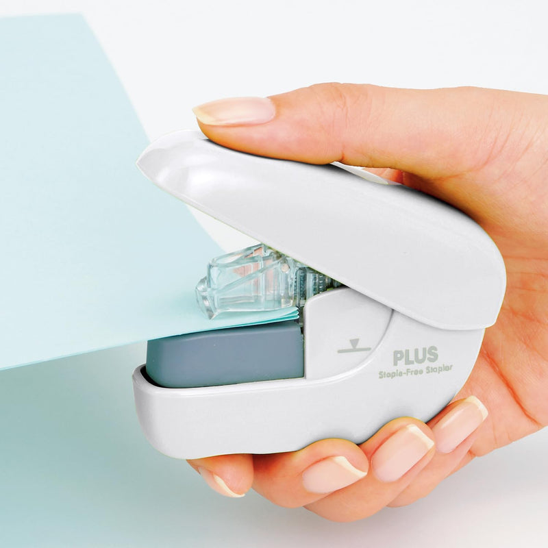 Plus Staple-Free Stapler - 5 Sheet Capacity - White - - Staplers - Bunbougu