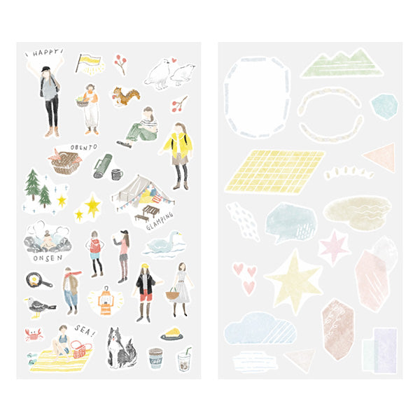 Midori Seal Collection Planner Stickers - Washi Paper Type - 2 Sheets - Outing -  - Planner Stickers - Bunbougu