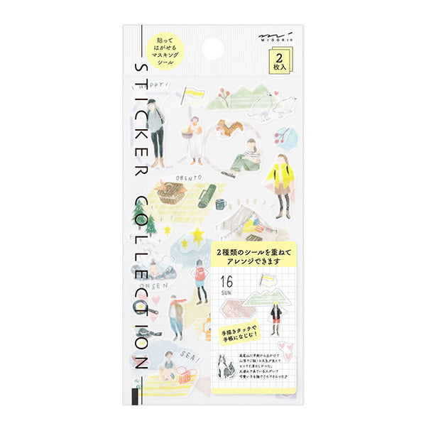 Midori Seal Collection Planner Stickers - Washi Paper Type - 2 Sheets - Outing -  - Planner Stickers - Bunbougu