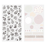 Midori Seal Collection Planner Stickers - Washi Paper Type - 2 Sheets - Monotone Floral Pattern -  - Planner Stickers - Bunbougu