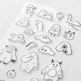 Midori Seal Collection Planner Stickers - Washi Paper Type - 2 Sheets - Monotone Monster Pattern -  - Planner Stickers - Bunbougu