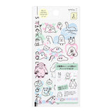 Midori Seal Collection Planner Stickers - Washi Paper Type - 2 Sheets - Monotone Monster Pattern