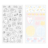 Midori Seal Collection Planner Stickers - Washi Paper Type - 2 Sheets - Monotone Animal Pattern -  - Planner Stickers - Bunbougu