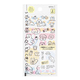 Midori Seal Collection Planner Stickers - Washi Paper Type - 2 Sheets - Monotone Animal Pattern