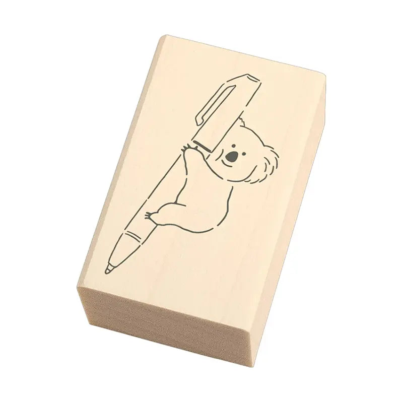 Beverly Wooden Rubber Stamp - Koala and Pen -  - Planner Stamps & Ink Pads - Bunbougu