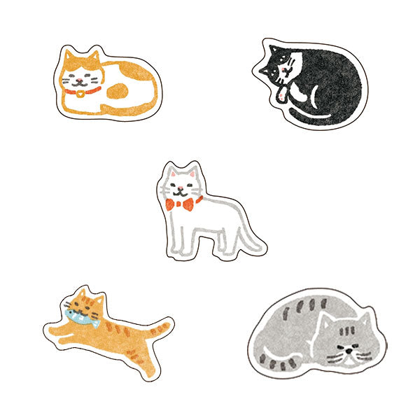 Furukawashiko Washi Flake Sticker Pack - Cat - 20 Pieces -  - Planner Stickers - Bunbougu