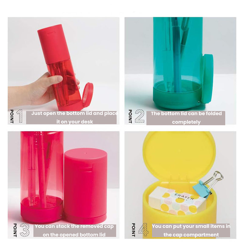 King Jim Octatsu Standing Tumbler Pencil Case - Red -  - Pencil Cases & Bags - Bunbougu