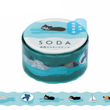 King Jim Soda Transparent Masking Tape - Die-cut Type - Swimming - 20 mm x 3 m