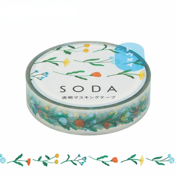 King Jim Soda Transparent Masking Tape - Flower - 10 mm x 5 m