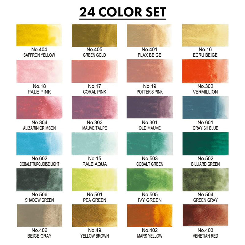 Kuretake Gansai Tambi Watercolour Set - 24 New Colours Art Nouveau Set -  - Watercolours - Bunbougu