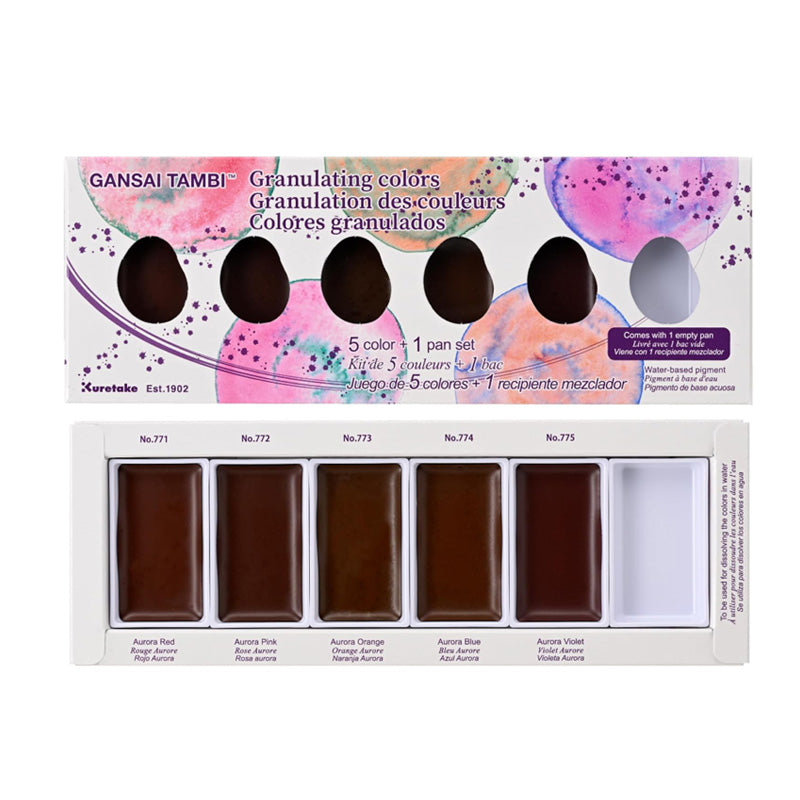 Kuretake Gansai Tambi Watercolour Set - Granulating Colours - 6 Colour Set -  - Watercolours - Bunbougu