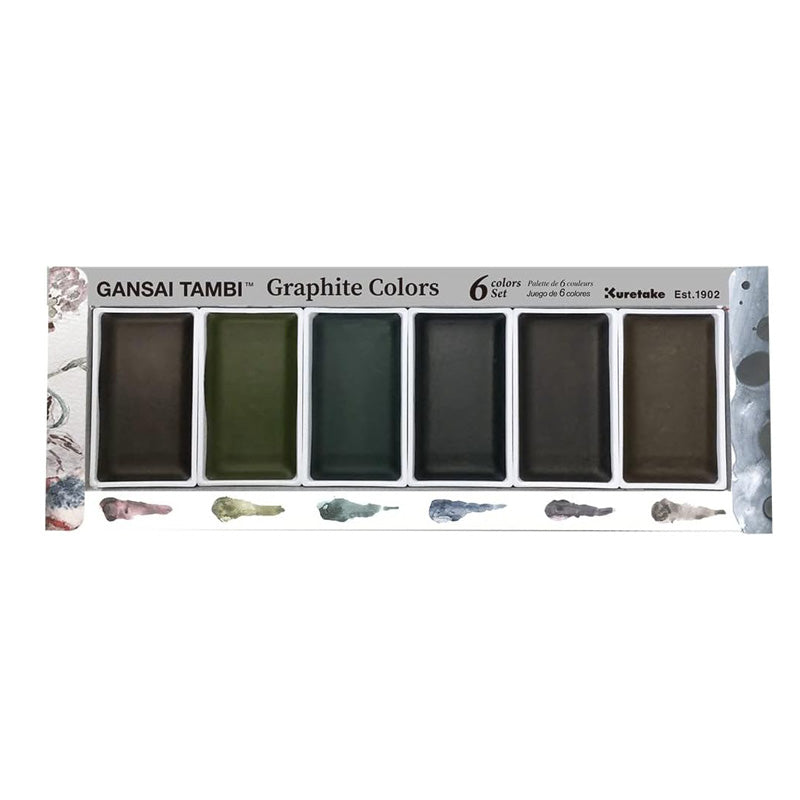 Kuretake Gansai Tambi Watercolour Set - Graphite Colours - 6 Colour Set - - Watercolours - Bunbougu
