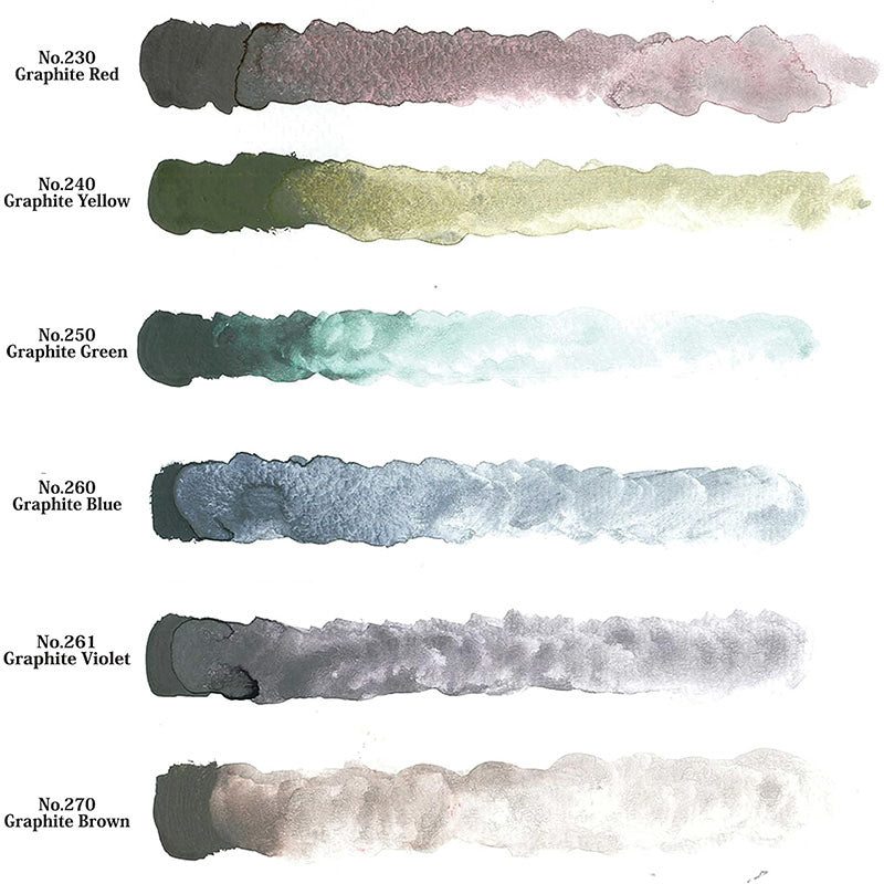Kuretake Gansai Tambi Watercolour Set - Graphite Colours - 6 Colour Set - - Watercolours - Bunbougu