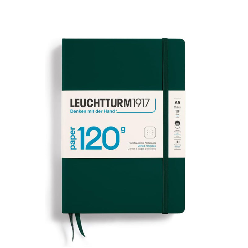Leuchtturm1917 Medium Hardcover Notebook - 120gsm Paper - Dotted - Forest Green - A5