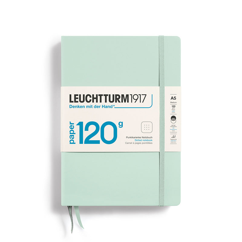 Leuchtturm1917 Medium Hardcover Notebook - 120gsm Paper - Dotted - Mint Green - A5 - - Notebooks - Bunbougu