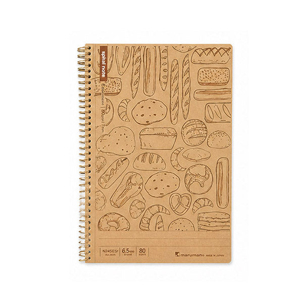 Maruman Spiral Note Basic Notebook - Limited Edition - Bread Illustration 2 - 6.5 mm Ruled - B6 - - Notebooks - Bunbougu