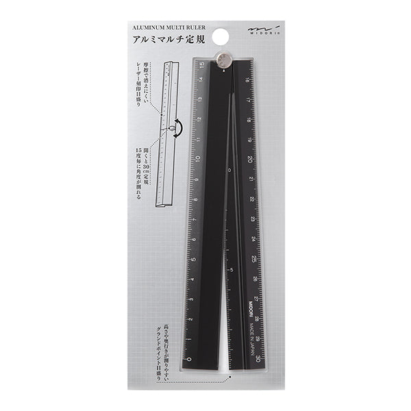 Midori Aluminum Multi Ruler - Black - 30 cm (New Package) -  - Rulers - Bunbougu