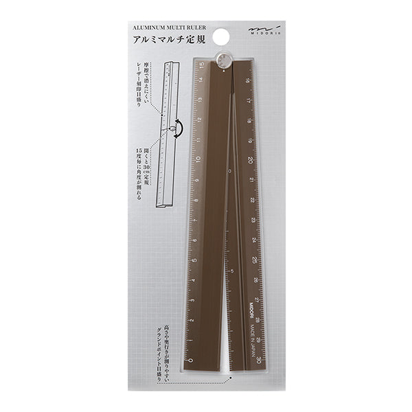 Midori Aluminum Multi Ruler - Brown - 30 cm -  - Rulers - Bunbougu