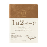 Midori Hibino 2026 Diary - Monthly Block + Daily On 2 Pages - Camel - A6