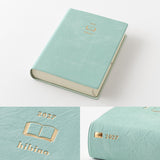 Midori Hibino 2027 Diary - Monthly Block + Daily On 2 Pages - Blue Green - A6
