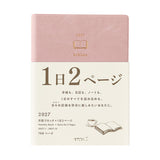 Midori Hibino 2027 Diary - Monthly Block + Daily On 2 Pages - Pink - A6