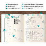 Midori Hibino 2027 Diary - Monthly Block + Daily On 2 Pages - Camel - A6