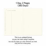 Midori Hibino Date Free Diary - Monthly Block + Daily On 2 Pages (768 Pages) - Ivory - A6