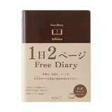 Midori Hibino Date Free Diary - Monthly Block + Daily On 2 Pages (768 Pages) - Brown - A6 - - Diaries & Planners - Bunbougu