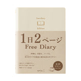 Midori Hibino Date Free Diary - Monthly Block + Daily On 2 Pages (768 Pages) - Ivory - A6