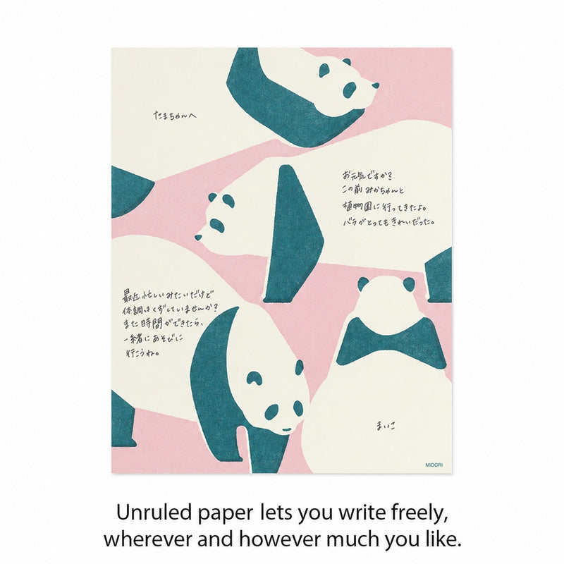 Midori Kimagura Letter Paper Pad - 24 Sheets - Panda - - Envelopes & Letter Pads - Bunbougu