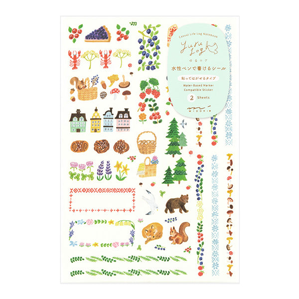 Midori Yuru Log Notebook Decoration Sticker - Nordic (2 Sheets) -  - Planner Stickers - Bunbougu